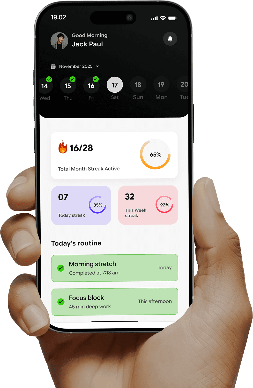 The Qustomer app held in a hand